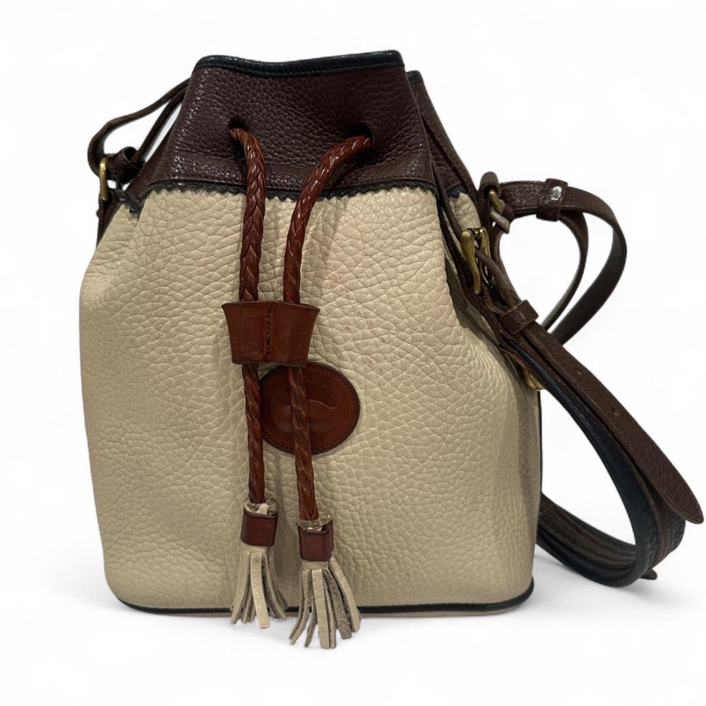 Dooney & Bourke Brown and Cream Leather Bucket Bag
